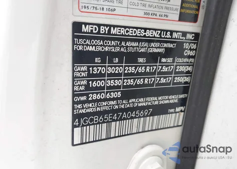 2007 Mercedes-Benz R 350 4Matic из США, поврежденный, VIN 4JGCB65E47A045697